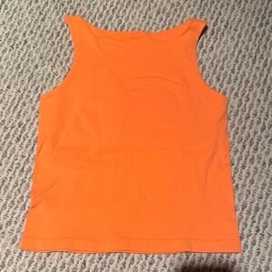 Free People Vibrant Orange Razor Back Tank Top built in bra